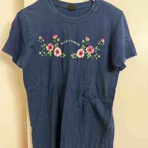 Urban Outfitters Navy Floral Tee